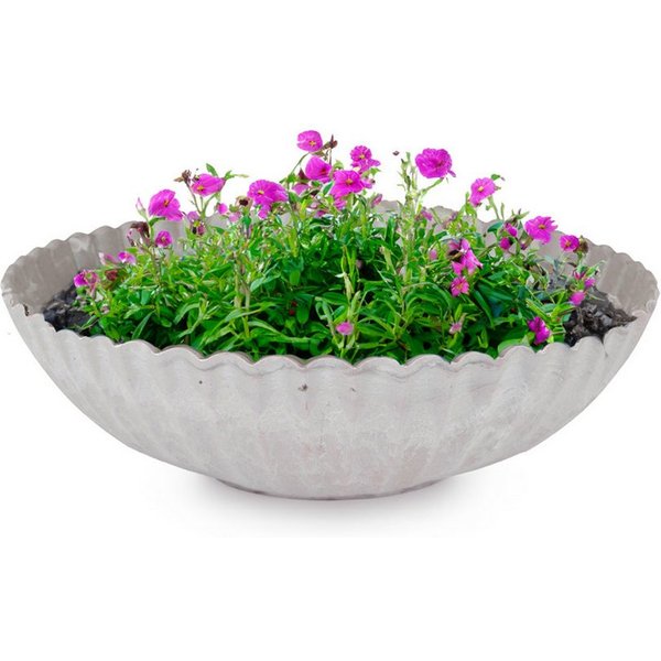 matches21 HOME & HOBBY Blumentopf Dekoschale runde Pflanzschale für draussen grau marmoriert 22 cm (1 St), Blumen-Schale als wetterfeste Friedhof-Schale Grab-Sc