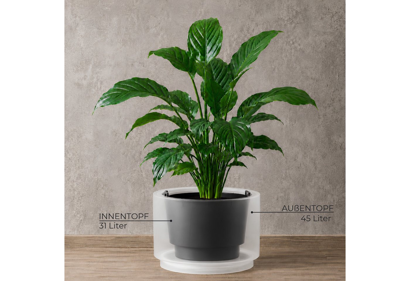 matches21 HOME & HOBBY Blumentopf Großer außen Blumentopf NIVO rund 47 x 30 cm weiß, Moderner Pflanztopf Outdoor Pflanzkübel wetterfest – Bild 3 von 5