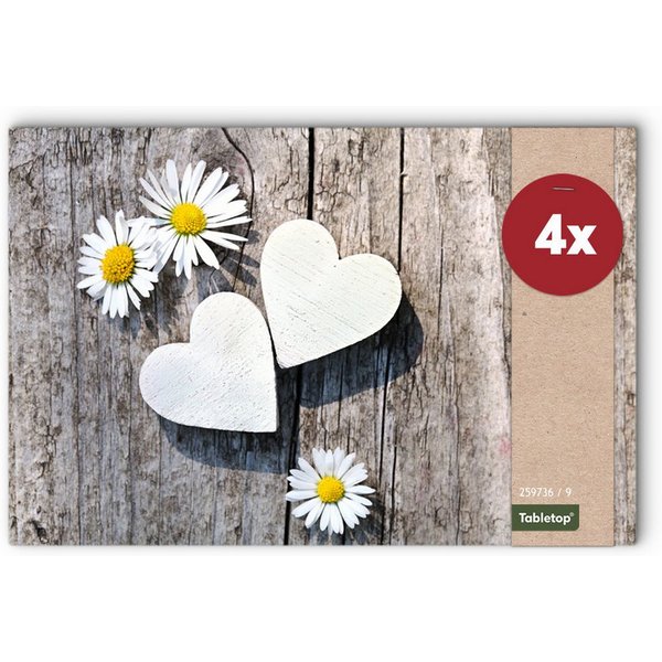 matches21 HOME & HOBBY Platzset Abwaschbare Tischsets 4er Set Landhaus-Stil Blumen & Holz-Optik, (4-St), Platzsets als Tisch-Untersetzer und Tisch-Deko für Esst