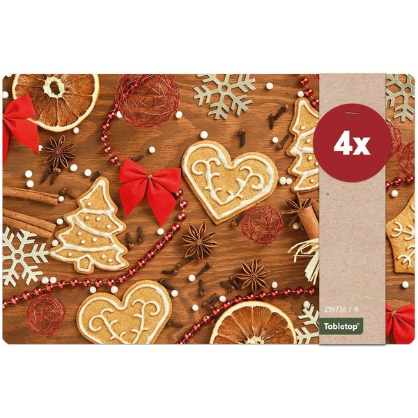 matches21 HOME & HOBBY Platzset Abwaschbare Tischsets 4er Set Weihnachten Kekse & Deko, (4-St), Platzsets als Tisch-Untersetzer und Tisch-Deko für Esstisch Tell