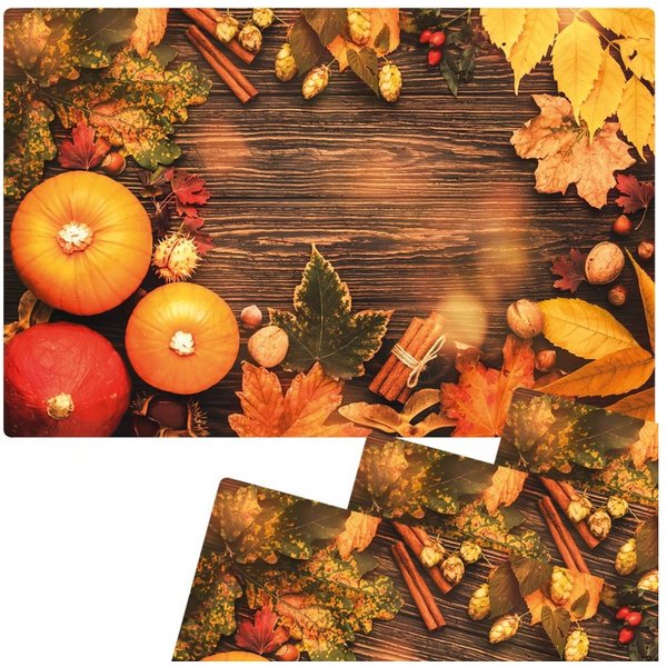 matches21 HOME & HOBBY Platzset Abwaschbare Tischsets 4er Set Herbst Kürbisse Erntedank, (4-St), Platzsets als Tisch-Untersetzer und Tisch-Deko für Esstisch Tel