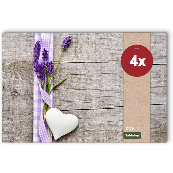 matches21 HOME & HOBBY Platzset Abwaschbare Tischsets 4er Set Landhaus-Stil Lavendel Holz-Optik, (4-St), Platzsets als Tisch-Untersetzer und Tisch-Deko für Esst