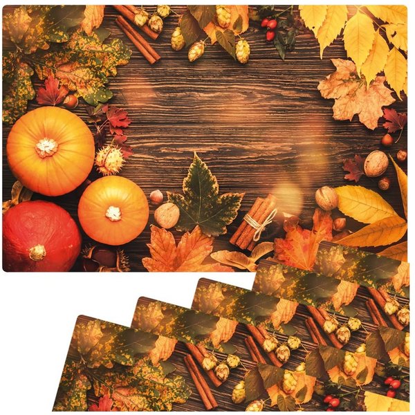 matches21 HOME & HOBBY Platzset Abwaschbare Tischsets 6er Set Herbst Kürbisse Erntedank, (6-St), Platzsets als Tisch-Untersetzer und Tisch-Deko für Esstisch Tel