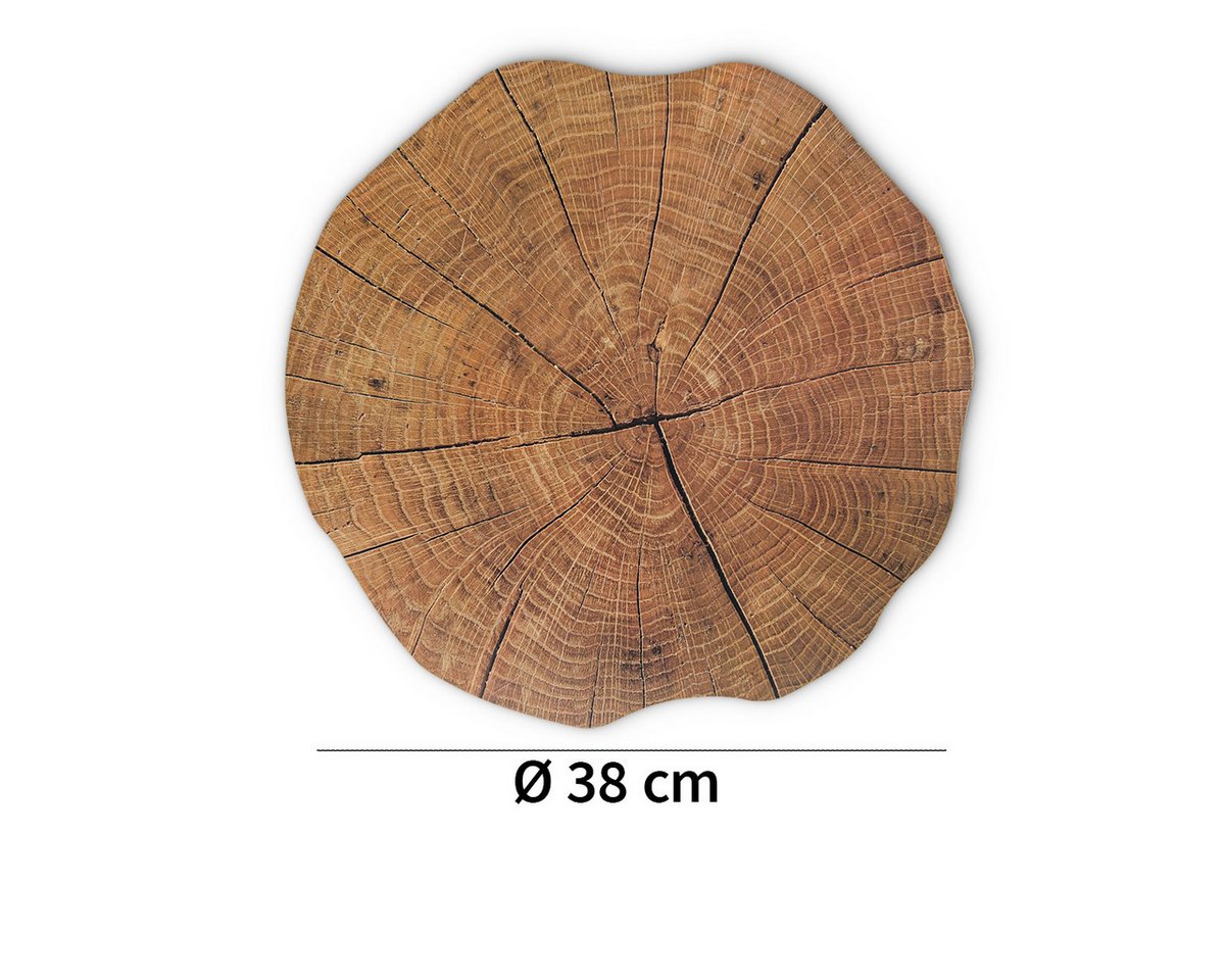 matches21 HOME & HOBBY Platzset Abwaschbare Tischsets 6er Set Baumstamm Holz-Optik rund, (6-St), Platzsets als Tisch-Untersetzer und Tisch-Deko für Esstisch Tel – Bild 2 von 5