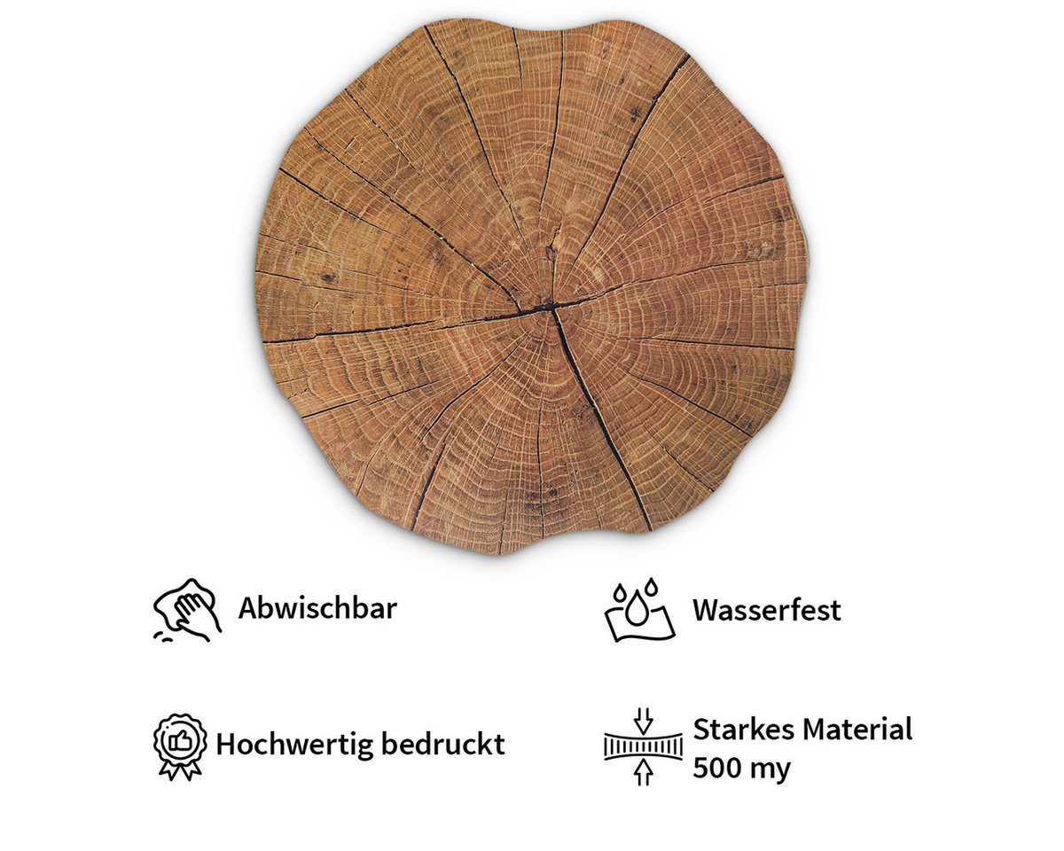matches21 HOME & HOBBY Platzset Abwaschbare Tischsets 6er Set Baumstamm Holz-Optik rund, (6-St), Platzsets als Tisch-Untersetzer und Tisch-Deko für Esstisch Tel – Bild 3 von 5