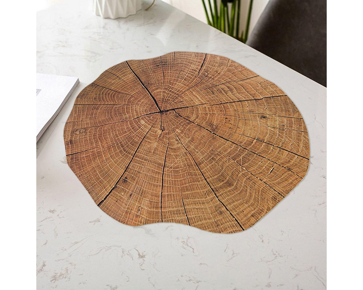 matches21 HOME & HOBBY Platzset Abwaschbare Tischsets 6er Set Baumstamm Holz-Optik rund, (6-St), Platzsets als Tisch-Untersetzer und Tisch-Deko für Esstisch Tel – Bild 5 von 5