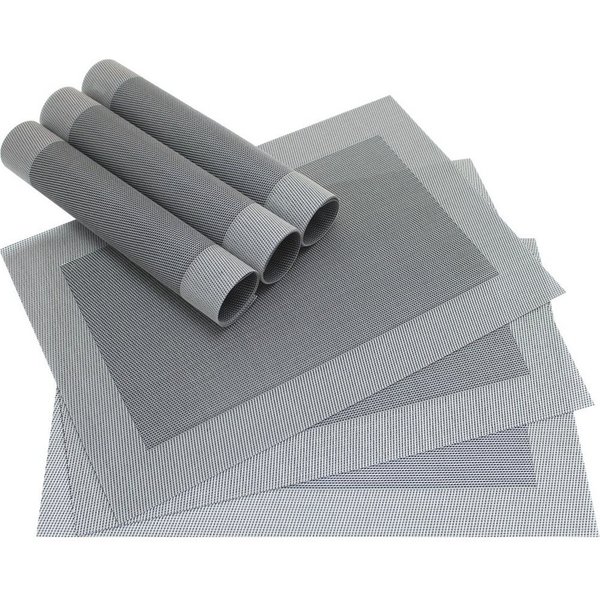 matches21 HOME & HOBBY Platzset Tischset BORDA 6er silber schwarz Tischunterlage als Tischdeko, (6-St), modernes Esstisch Platzdeckchen als abwaschbarer Tischun