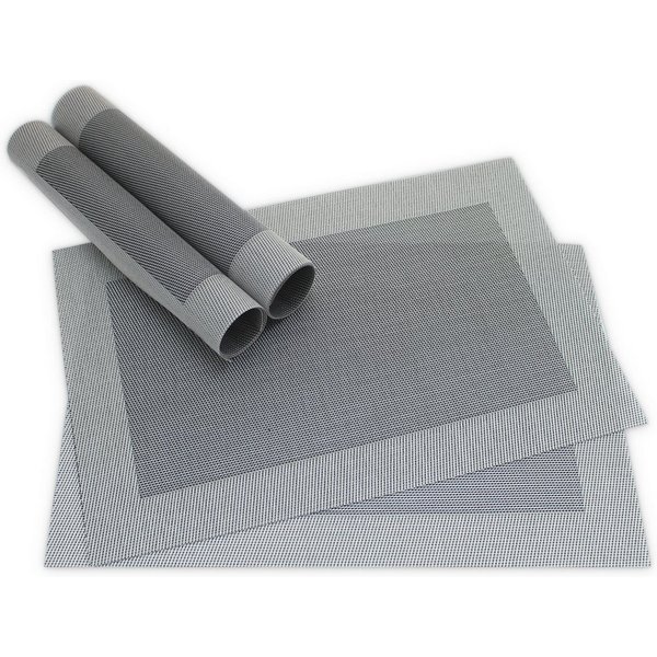 matches21 HOME & HOBBY Platzset Tischsets BORDA 4er Set Schwarz-silber als Tischuntersetzer, (4-St), Abwaschbare Platzsets als Tischunterlagen für Ess-Tisch Tis