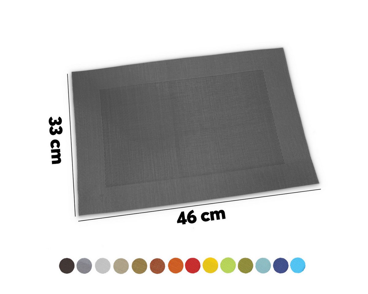 matches21 HOME & HOBBY Platzset Tischsets BORDA 4er Set Schwarz-silber als Tischuntersetzer, (4-St), Abwaschbare Platzsets als Tischunterlagen für Ess-Tisch Tis – Bild 2 von 5