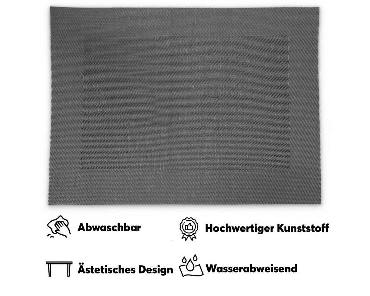 matches21 HOME & HOBBY Platzset Tischsets BORDA 4er Set Schwarz-silber als Tischuntersetzer, (4-St), Abwaschbare Platzsets als Tischunterlagen für Ess-Tisch Tis – Bild 3 von 5