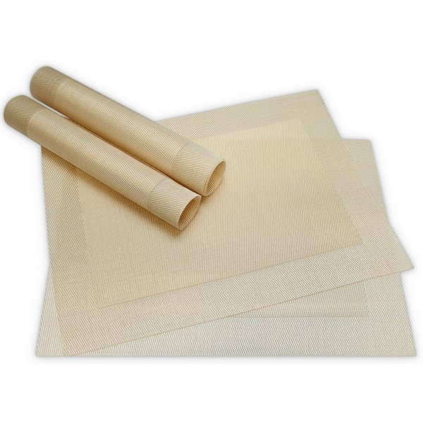 matches21 HOME & HOBBY Platzset Tischsets BORDA 4er Set Champagner als Tischuntersetzer, (4-St), Abwaschbare Platzsets als Tischunterlagen für Ess-Tisch Tisch-D