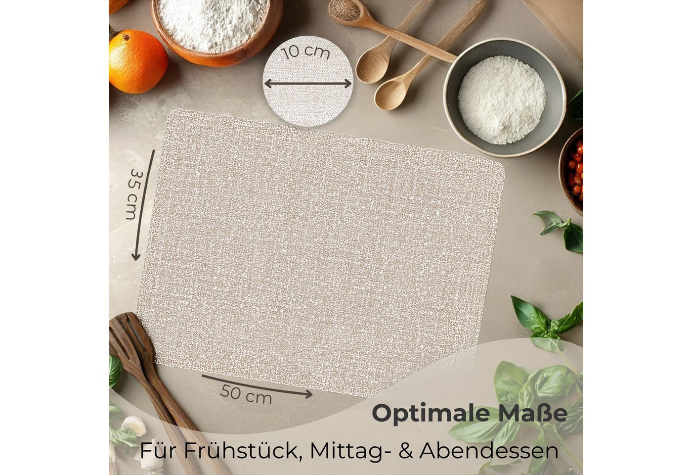 matches21 HOME & HOBBY Platzset Tischsets mit Glasuntersetzer 8er Set Beige Leinen Stoff-Optik, (8-St), Abwaschbare hitzebeständige PVC Platzsets – Bild 2 von 5