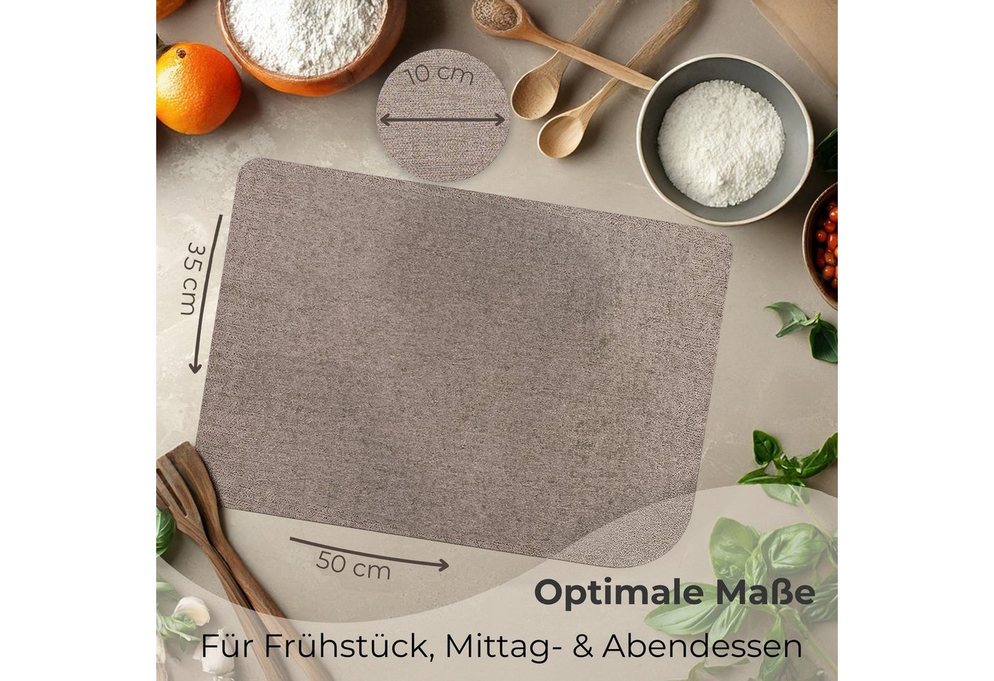 matches21 HOME & HOBBY Platzset Tischsets mit Glasuntersetzer 8er Set Braun Leinen Stoff-Optik, (8-St), Abwaschbare hitzebeständige PVC Platzsets – Bild 2 von 5