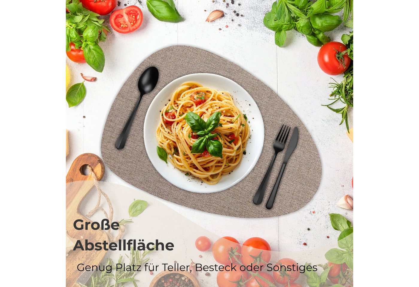 matches21 HOME & HOBBY Platzset Tischsets mit Glasuntersetzer 8er Set Braun Leinen Stoff-Optik, (8-St), Abwaschbare hitzebeständige PVC Platzsets – Bild 4 von 5