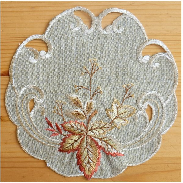 matches21 HOME & HOBBY Tischdecke Deckchen Blätter bunt Herbstlaub Stick Ø 20 cm grün (1-tlg)