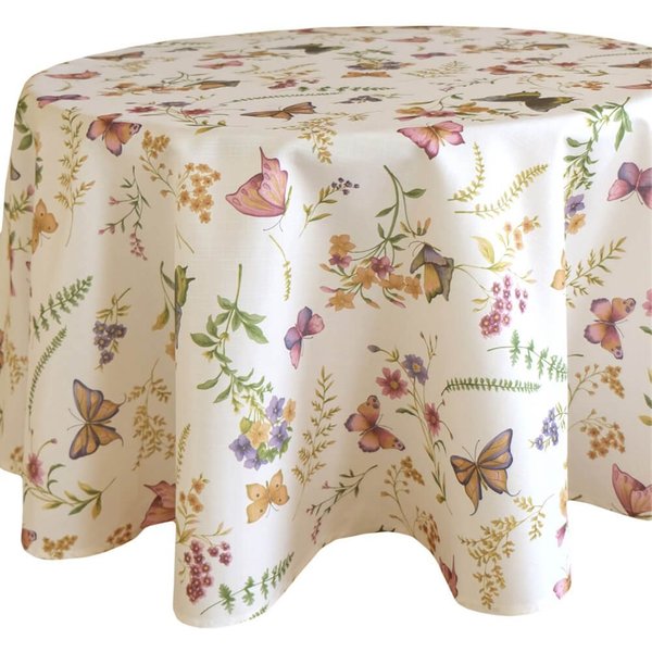 matches21 HOME & HOBBY Tischdecke Tischdecke EMELIE Schmetterlinge & Blumen Polyester rund Ø 150 cm (1-tlg), Pflegeleicht & waschbar bei 30 °C