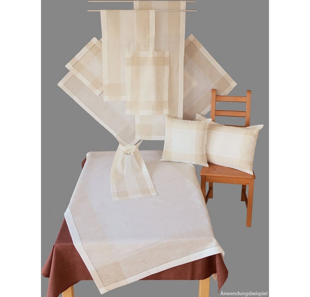 matches21 HOME & HOBBY Tischdecke Tischdeckchen ALMA Leinenoptik mit Hohlsaum Polyester beige 35 x 35 cm (1-tlg), Pflegeleicht & waschbar bei 30 °C – Bild 2 von 2