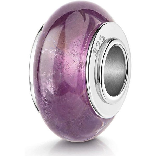 Materia Bead Naturstein Amethyst Lila 403, Kern aus 925 Sterling Silber