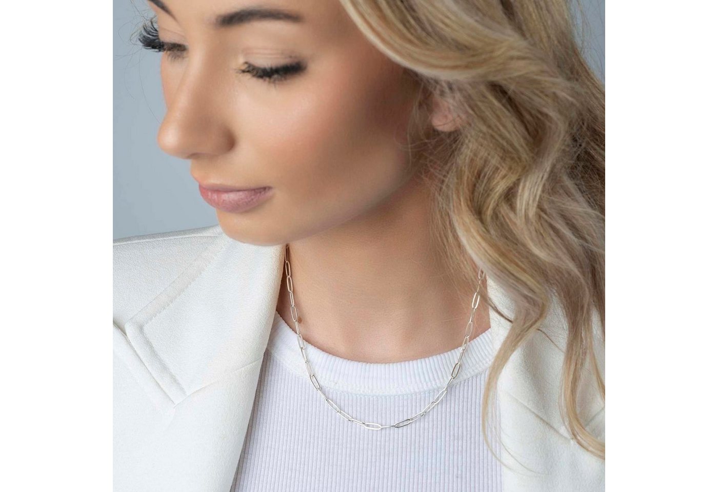 Materia Silberkette Damen Silber Ankerkette weit Chain-Design 3mm K23, 925 Sterling Silber – Bild 2 von 5