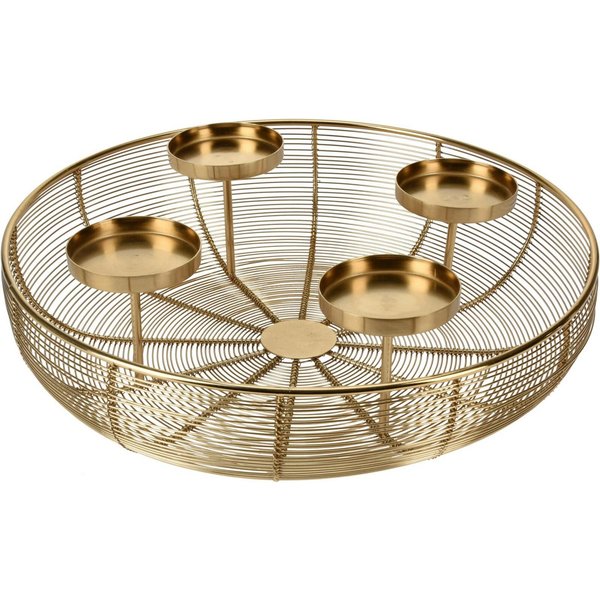 matrasa Adventskranz aus Metall - Design Korb Advent Kerzenhalter schmückbar Ø 36cm Gold