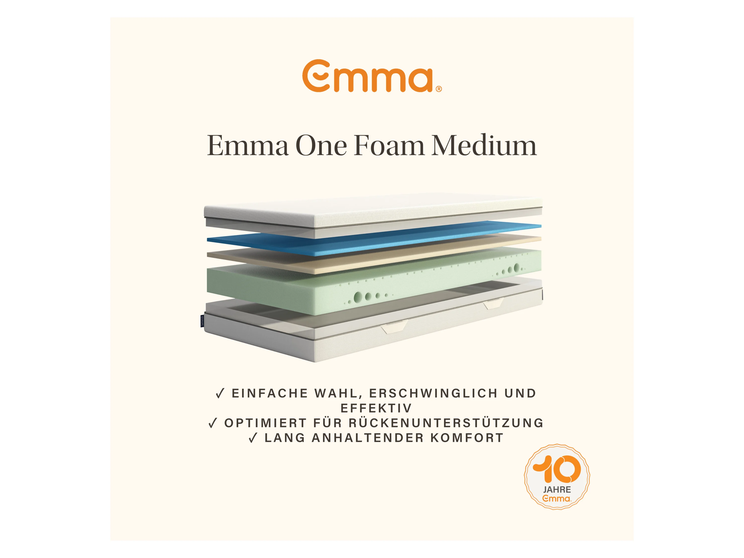 Matratze »Emma One«, ergonomisch, atmungsaktiv (Medium, 90 x 200 cm) – Bild 4 von 4