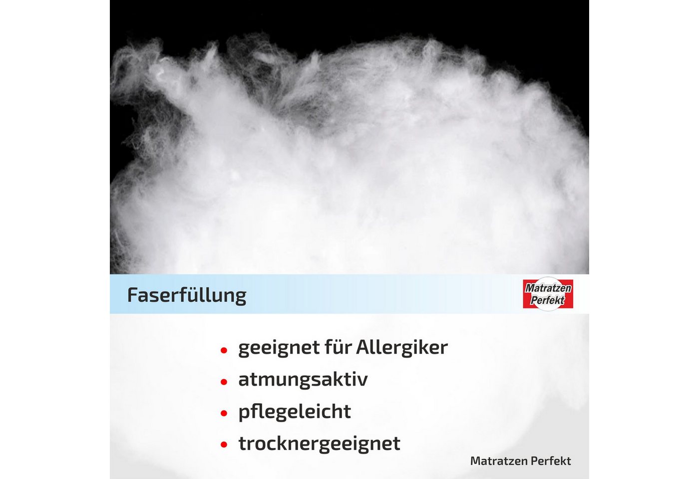 Matratzen Perfekt Kunstfaserbettdecke Microfaser Bettdecke + Kopfkissen GANZJAHRES Bett 135x200 cm, Microfaser – Bild 3 von 5