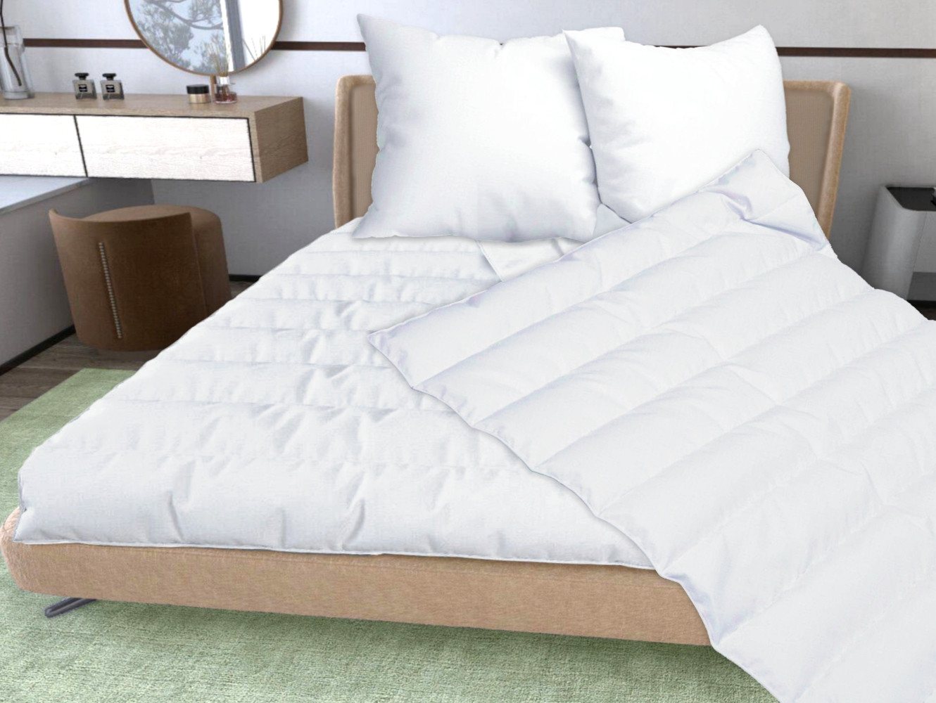 Matratzen Perfekt Kunstfaserbettdecke Microfaser Bettdecke + Kopfkissen GANZJAHRES Bett 135x200 cm, Microfaser – Bild 5 von 5