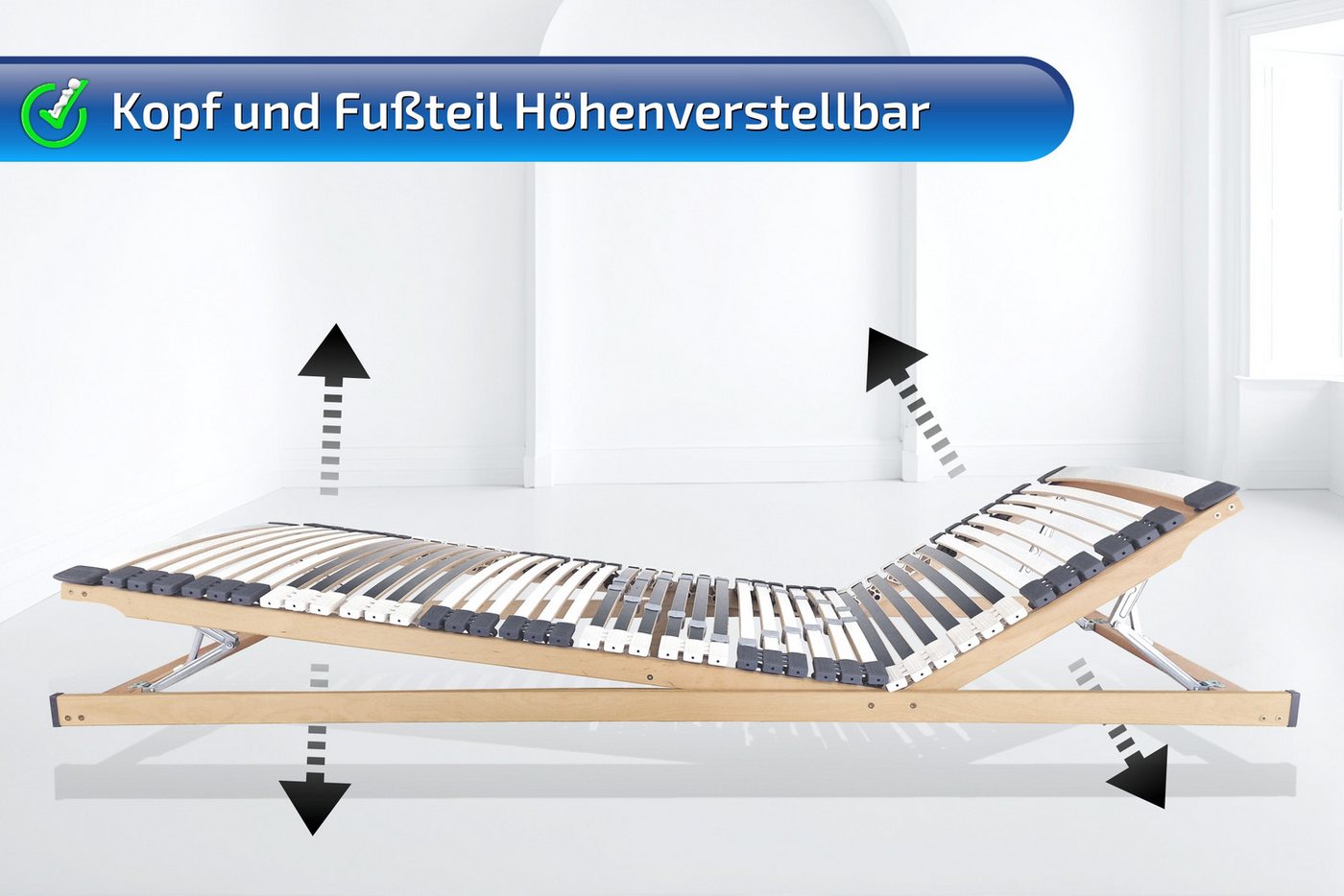 Lattenrost Lattenrost, 44 Leisten, stabil, MONTIERT bis 300 KG belastbar, Matratzen Perfekt, Kopfteil manuell verstellbar, Fußteil manuell verstellbar, Montiert – Bild 2 von 5