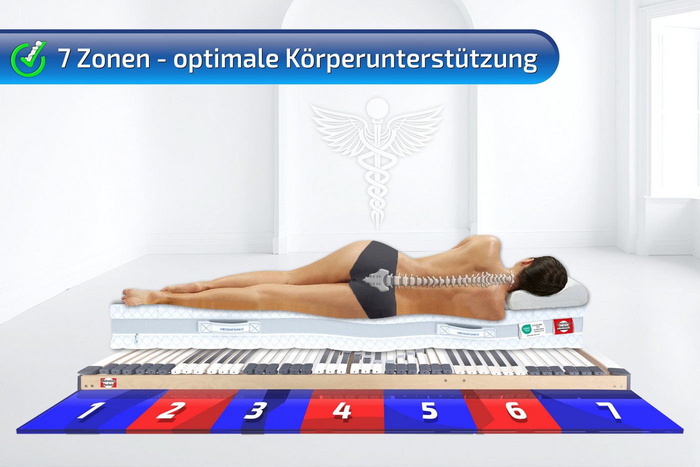 Lattenrost Lattenrost, 44 Leisten, stabil, MONTIERT bis 300 KG belastbar, Matratzen Perfekt, Kopfteil manuell verstellbar, Fußteil manuell verstellbar, Montiert – Bild 3 von 5