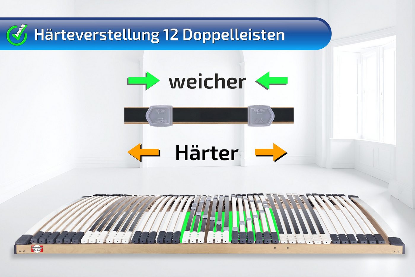 Lattenrost Lattenroste, 44 Leisten, mit 7 Zonen, MONTIERT bis 300 KG belastbar, Matratzen Perfekt, Kopfteil nicht verstellbar, Fußteil nicht verstellbar, stabil – Bild 3 von 5