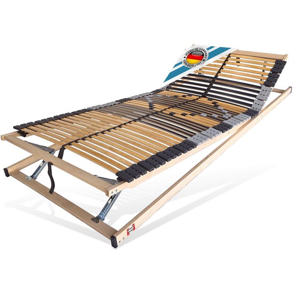 Lattenrost mit 42 Leisten, 100% Buche, 7 Zonen, MONTIERT bis 250 Kg BELASTBAR, Matratzen Perfekt, Kopfteil manuell verstellbar, Fußteil manuell verstellbar, Spa
