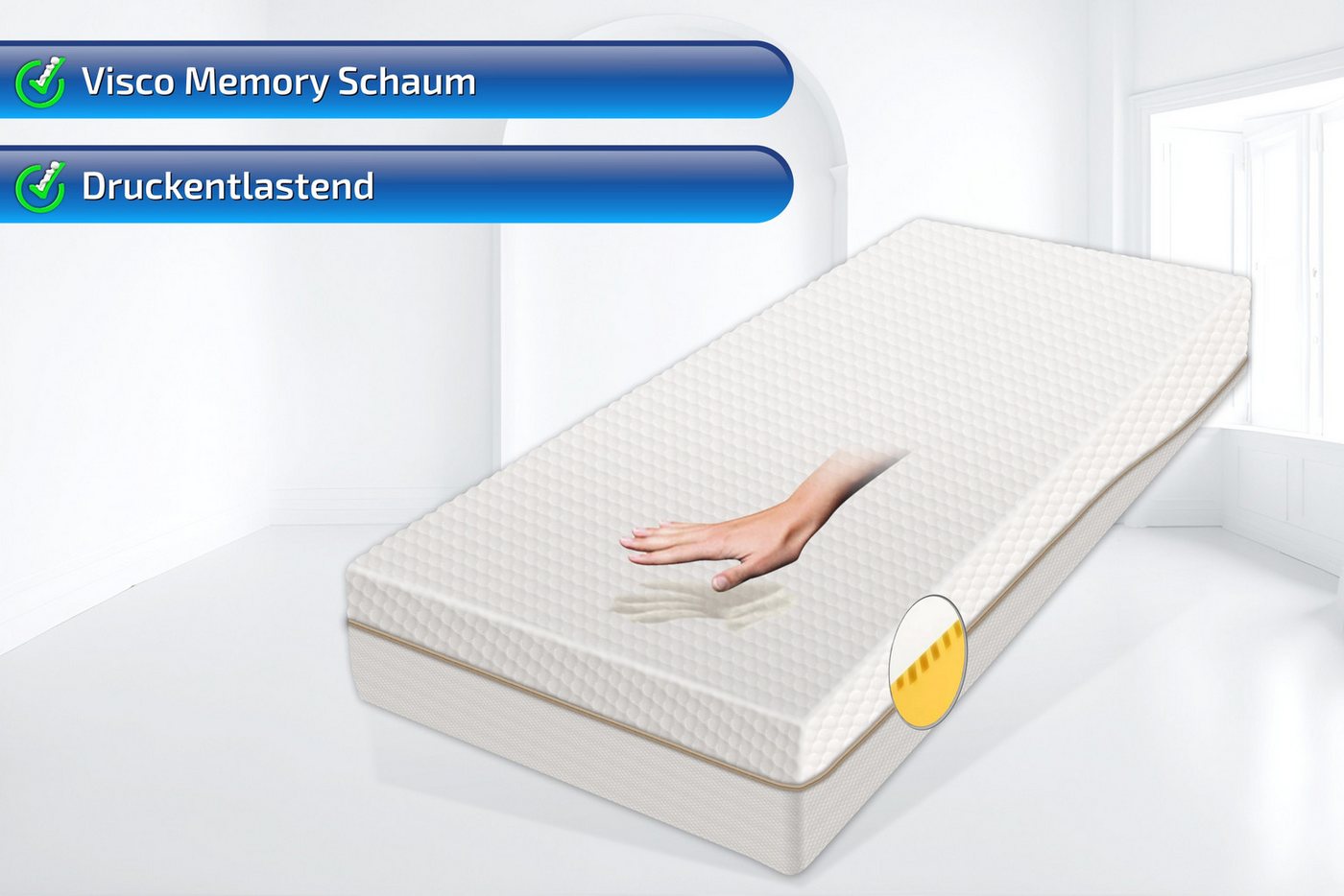 Visco-Matratze VISCOMAXX 900, extra 26cm hoch, 9 Zonen & hohes Raumgewicht, Matratzen Perfekt, 26 cm hoch, (Kaltschaum), Komfortmatratze mit 10cm Viscoschicht a – Bild 2 von 5