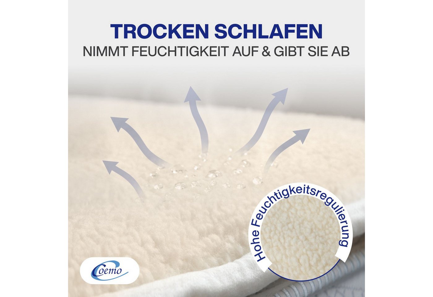 Matratzenauflage Coemo, Matratzenschoner 90 x 200 cm Lammwolle, 4 elastischen Eckbänder – Bild 3 von 5