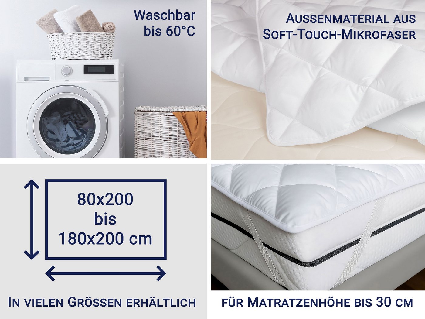 Matratzenauflage ZOLLNER, 90 x 200 cm, 100% Polyester, vom Hotelwäschespezialisten – Bild 2 von 5