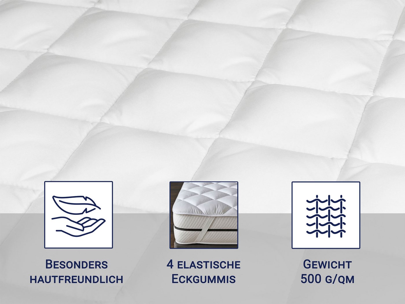 Matratzenauflage ZOLLNER, 90 x 200 cm, 100% Polyester, vom Hotelwäschespezialisten – Bild 4 von 5
