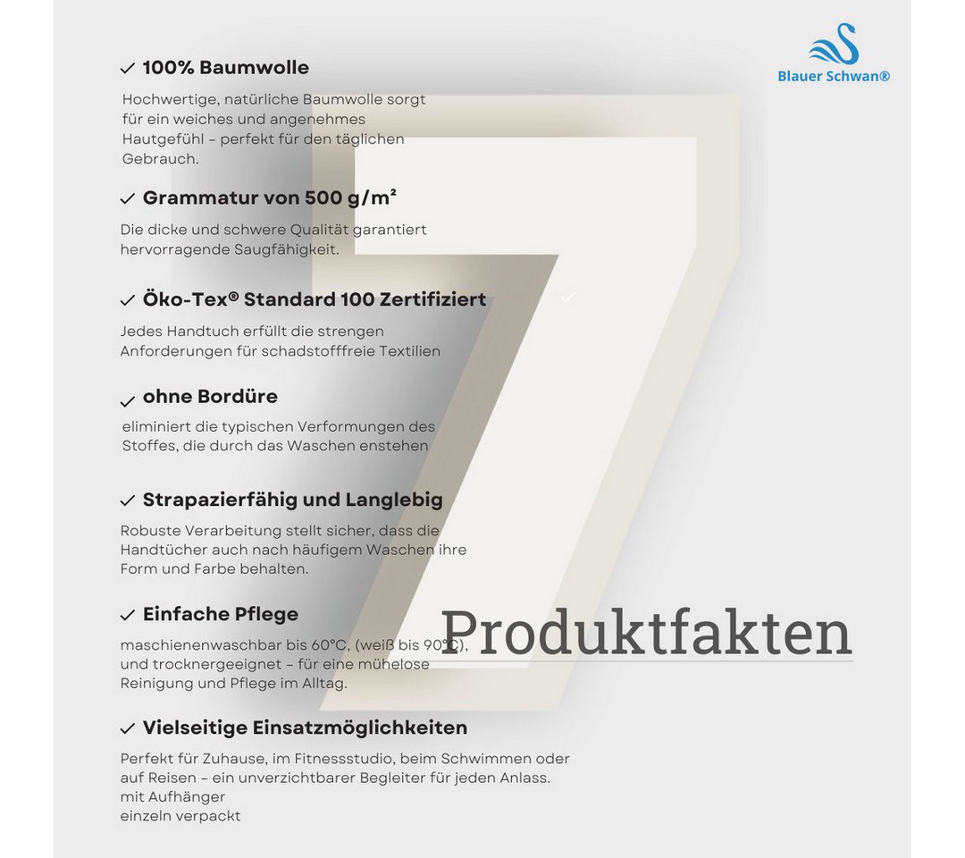 MatratzenL.A.B® Badematte 650 g/m² Blauer Schwan®, 100% Baumwolle, 50x70 cm, Badvorleger, Duschvorleger, Duschmatte Frottee – Bild 5 von 5