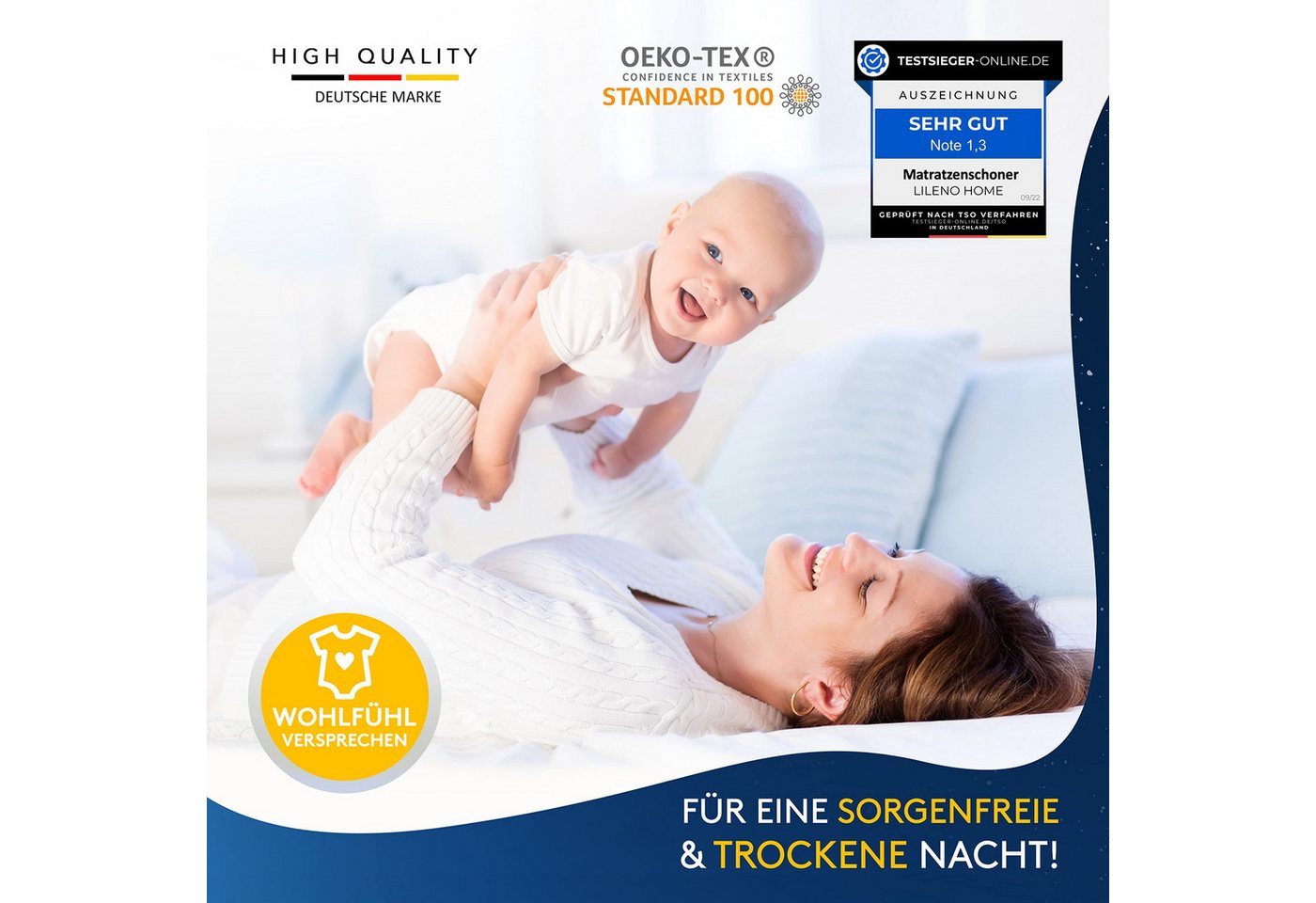 Matratzenschoner als Inkontinenzunterlage oder Molton Matratzenauflage [95°C kochfest] LILENO HOME, 90 x 200 cm – Bild 2 von 5