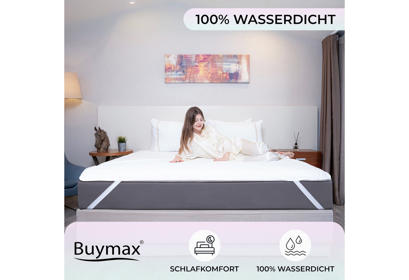 Matratzenschoner Buymax, 100% Wasserdicht Matratzenschutzbezug, atmungsaktiv, bis 60° Waschbar – Bild 2 von 5