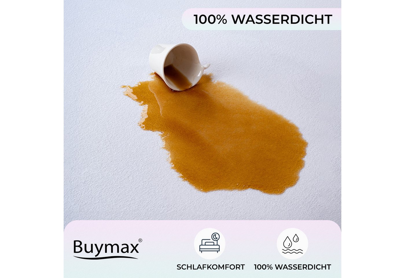 Matratzenschoner Buymax, 100% Wasserdicht Matratzenschutzbezug, atmungsaktiv, bis 60° Waschbar – Bild 3 von 5