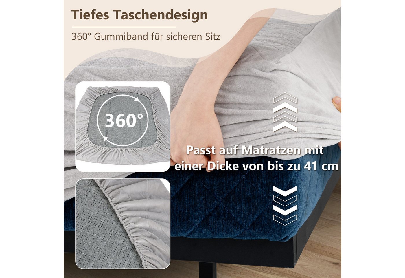 Matratzenschoner KOMFOTTEU, mit Schaumstoff-Polsterung & Rutschfester Unterseite – Bild 5 von 5