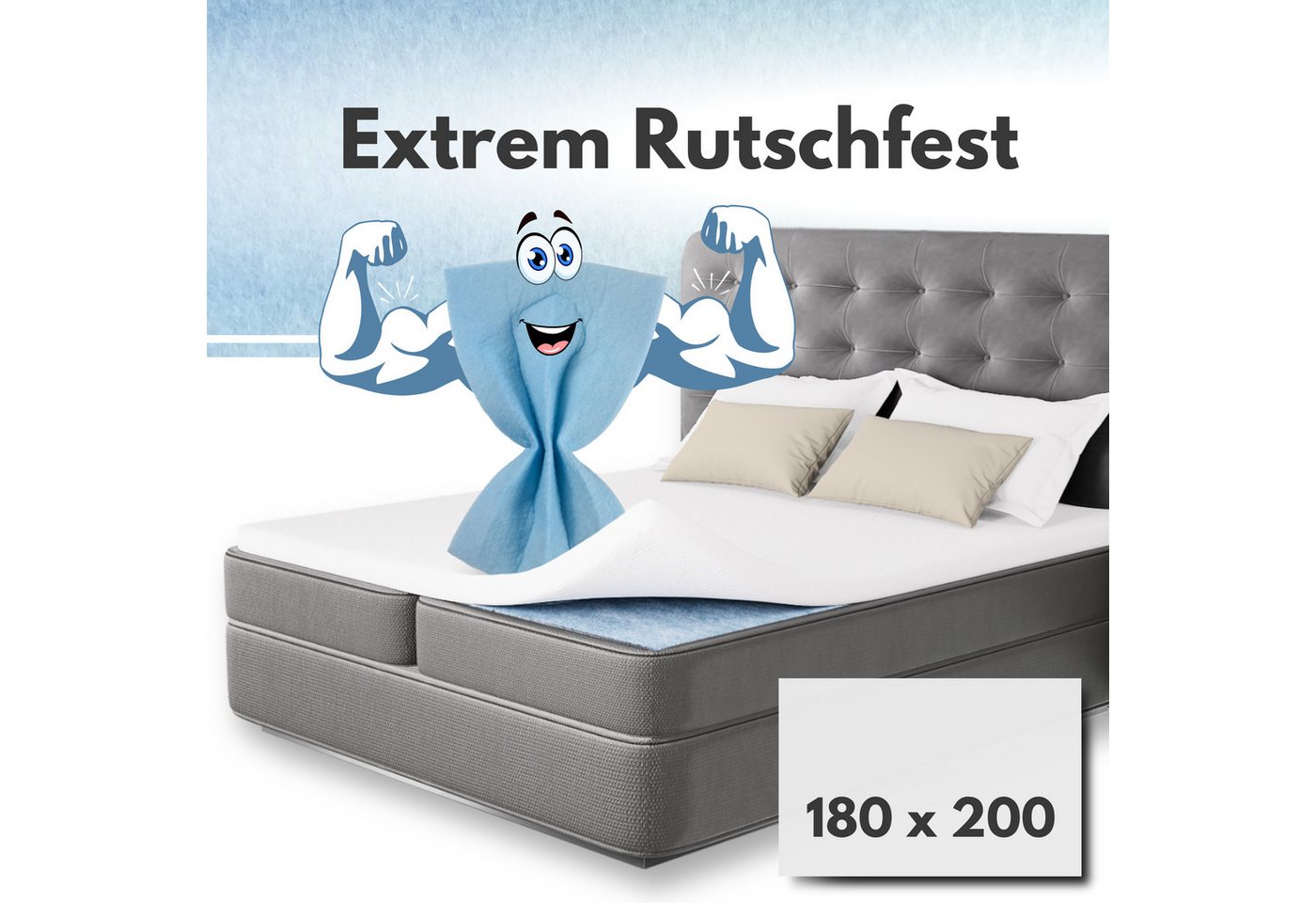Matratzenschoner Topper Stopper, Antirutsch Matratzenschoner für Boxspringbett Topper Stopper, Reißfest, Waschbar, Atmungsativ, Umweltfreundlich – Bild 2 von 5
