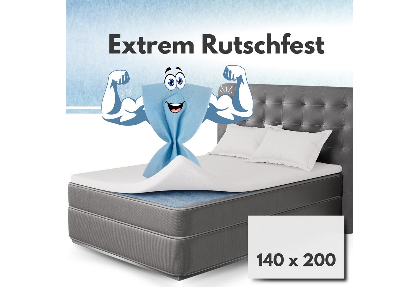 Matratzenschoner Topper Stopper, Antirutsch Matratzenschoner für Boxspringbett Topper Stopper, Reißfest, Waschbar, Atmungsativ, Umweltfreundlich – Bild 2 von 5