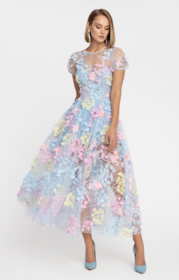 MATSOUR'I Cocktailkleid Hydrangea Blumenkleid, Reißverschluss am Rücken, Rundhals – Bild 2 von 5