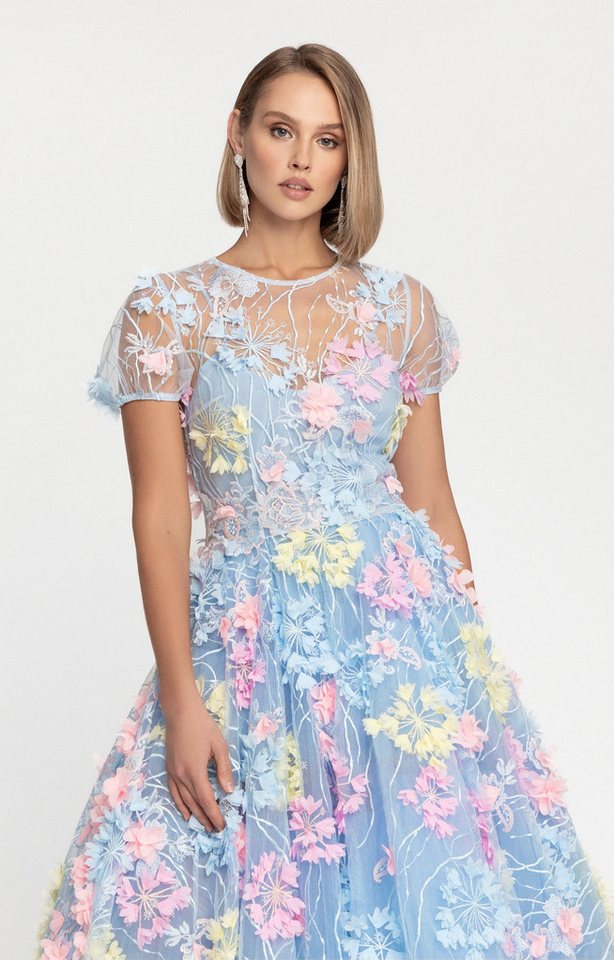 MATSOUR'I Cocktailkleid Hydrangea Blumenkleid, Reißverschluss am Rücken, Rundhals – Bild 4 von 5