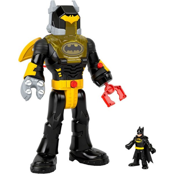 Mattel® Actionfigur Imaginext DC Super Friends einsetzbarer Batman mit Exo-Anzug Roboter, (6-tlg), mit Licht und Sound sowie 4 Kampfzubehörteilen