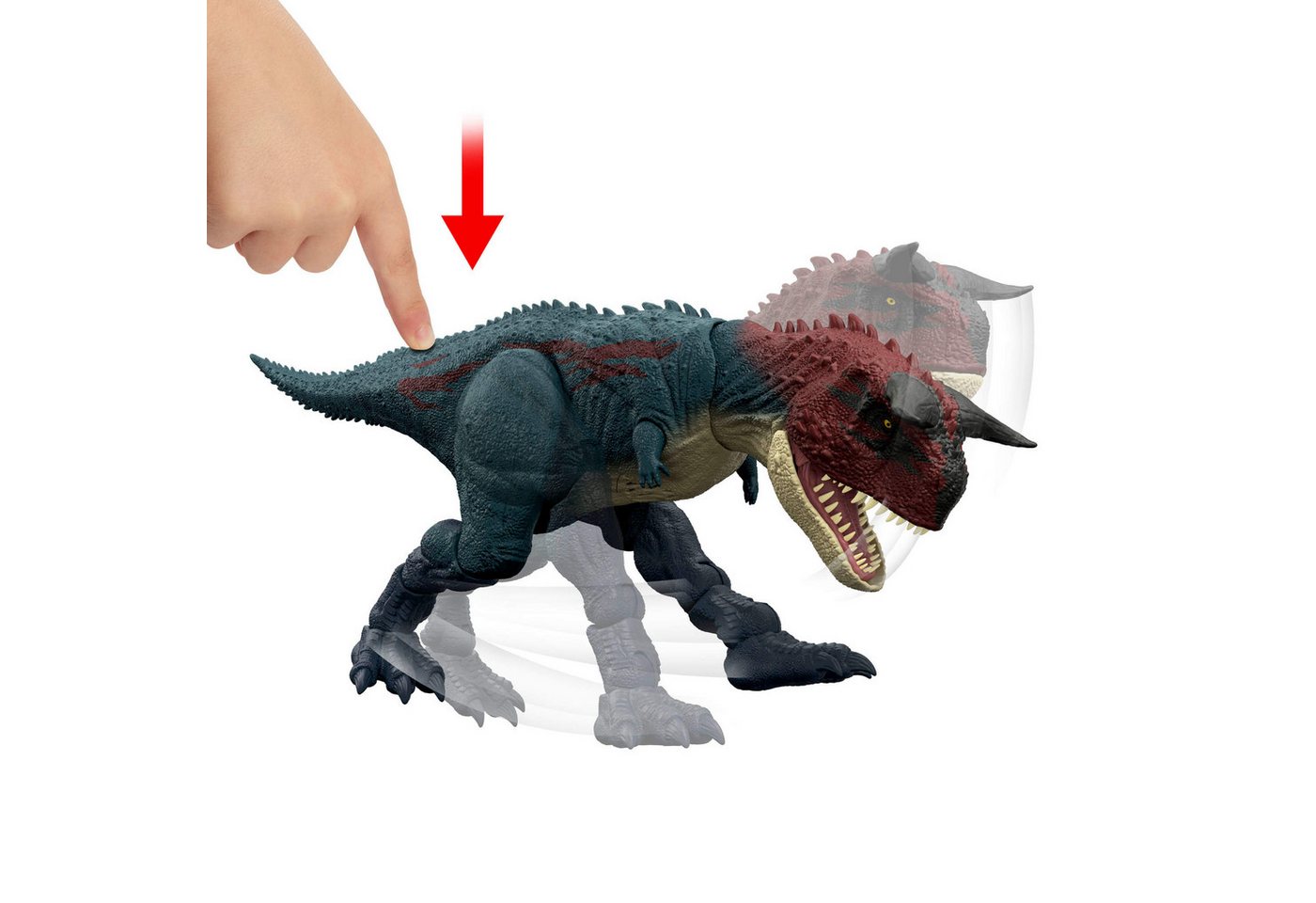 Mattel® Actionfigur Jurassic World, Charge 'N Chomp Carnotaurus, mit Beiß-Angriff und Brüllgeräusch – Bild 4 von 5
