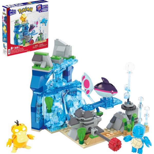Mattel® Actionfigur MEGA Pokémon Wasserabenteuer, (319-tlg), MEGA Bauset zum Zusammenbauen