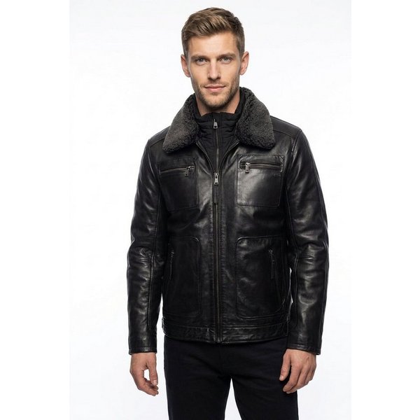 Mauritius Lederjacke MMFello (mauritiusHerren26) mit Fellkragen, Fliegerjacke