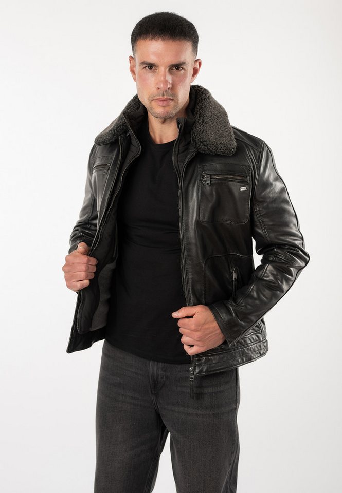 Mauritius Lederjacke MMFello (mauritiusHerren26) mit Fellkragen, Fliegerjacke – Bild 3 von 5