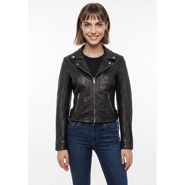 Mauritius Lederjacke MWBatuh mit Fransen-Details, Reverskragen